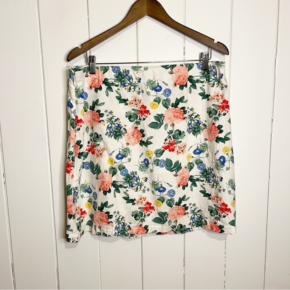 Old Navy Floral Linen Cotton Blend Midi Skirt. Size XL.